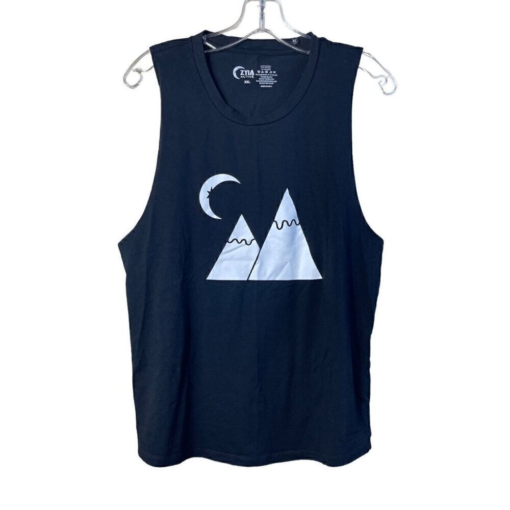 ZYIA Active Mountain Moon Muscle Tank Top Black Size XXL Cotton Blend Athletic